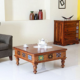 Moroccan Mosaic Lewiston Wooden Coffee Table Honey